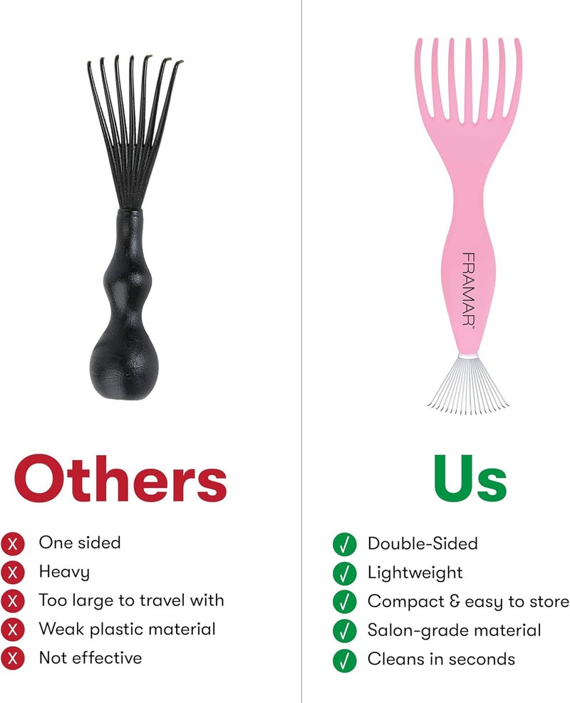 framar Premium Hair Brush Cleaner Tool – Hairbrush Cleaner Tool, Brush Cleaner Tool for All Types, Comb Cleaner – 2 in 1 Design Removes Hair & Build up Instantly – Pink - Image 4